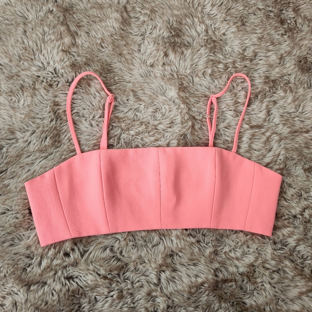 White Fox Boutique Bubblegum Pink Bandeau Crop Top Women's Size Medium